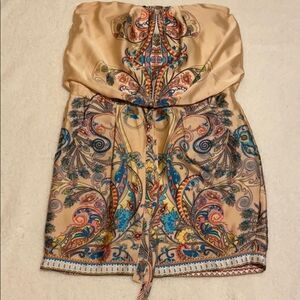 Bisou Bisou strapless waist tie paisley dress 6